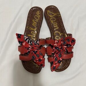 Sam Edelman Red Floral Bow Sandals